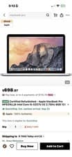 Apple MacBook Pro 13.3in 2015 i5 2.7GHz 8GB 128GB SSD Silver