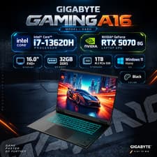 GIGABYTE Gaming A16 Laptop 16" IPS 165Hz RTX 5070/i7-13620H/32GB/1TB | Brand New